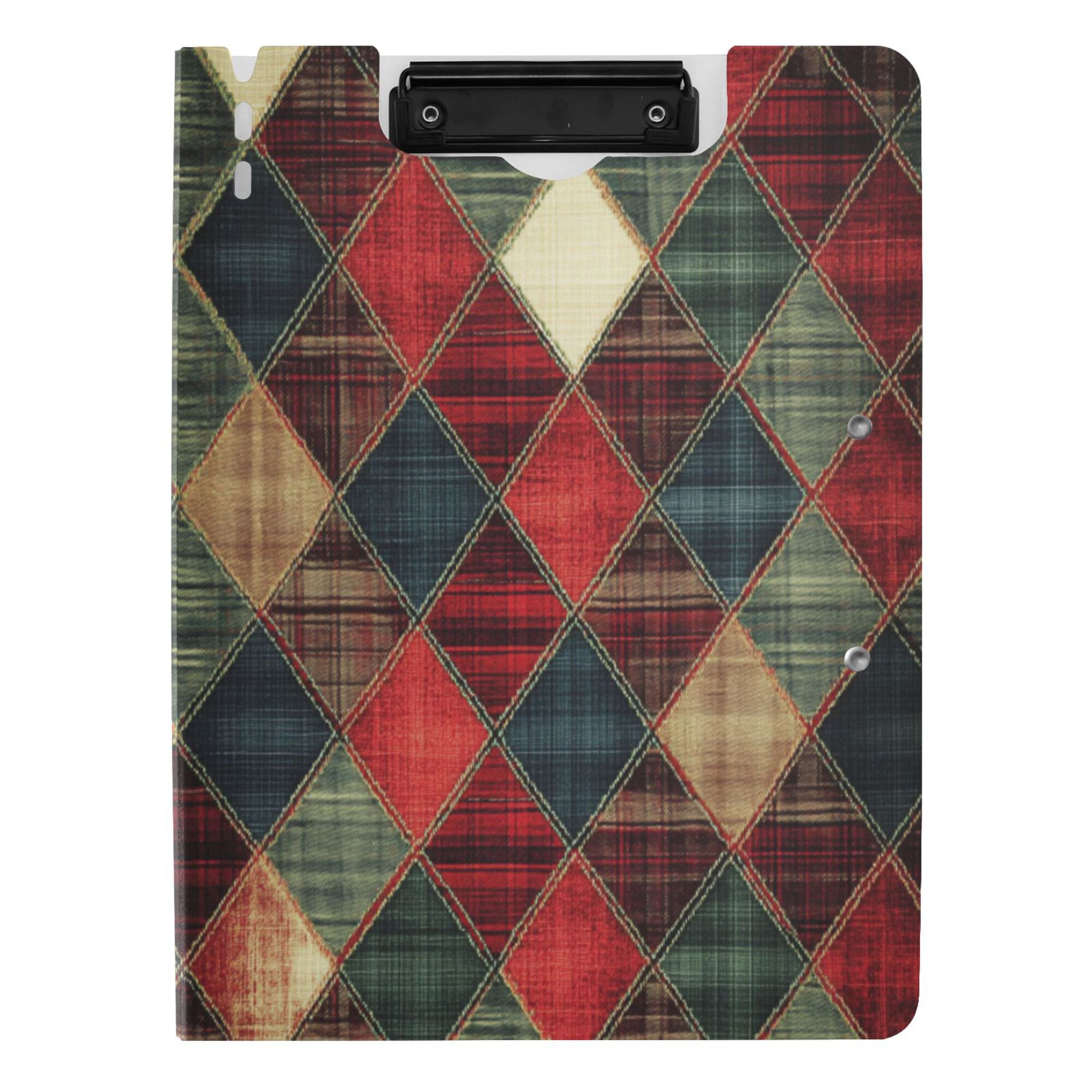 FORMRS A4 Clipboard Folder with Pen Holder Horizontal Foldable School Office Binder, Dark Tartan Pattern