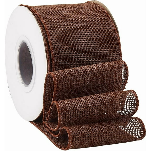 10 Yards 2.5 Inch Brown Burlap Wired Edge Ribbon Natural Soild Wide Wire Rustic Fabric Ribbons Bulk Roll with Spool for Sewing Making Crafts Wreaths Gift Wrapping Home Party Decor Supply Brown DIY