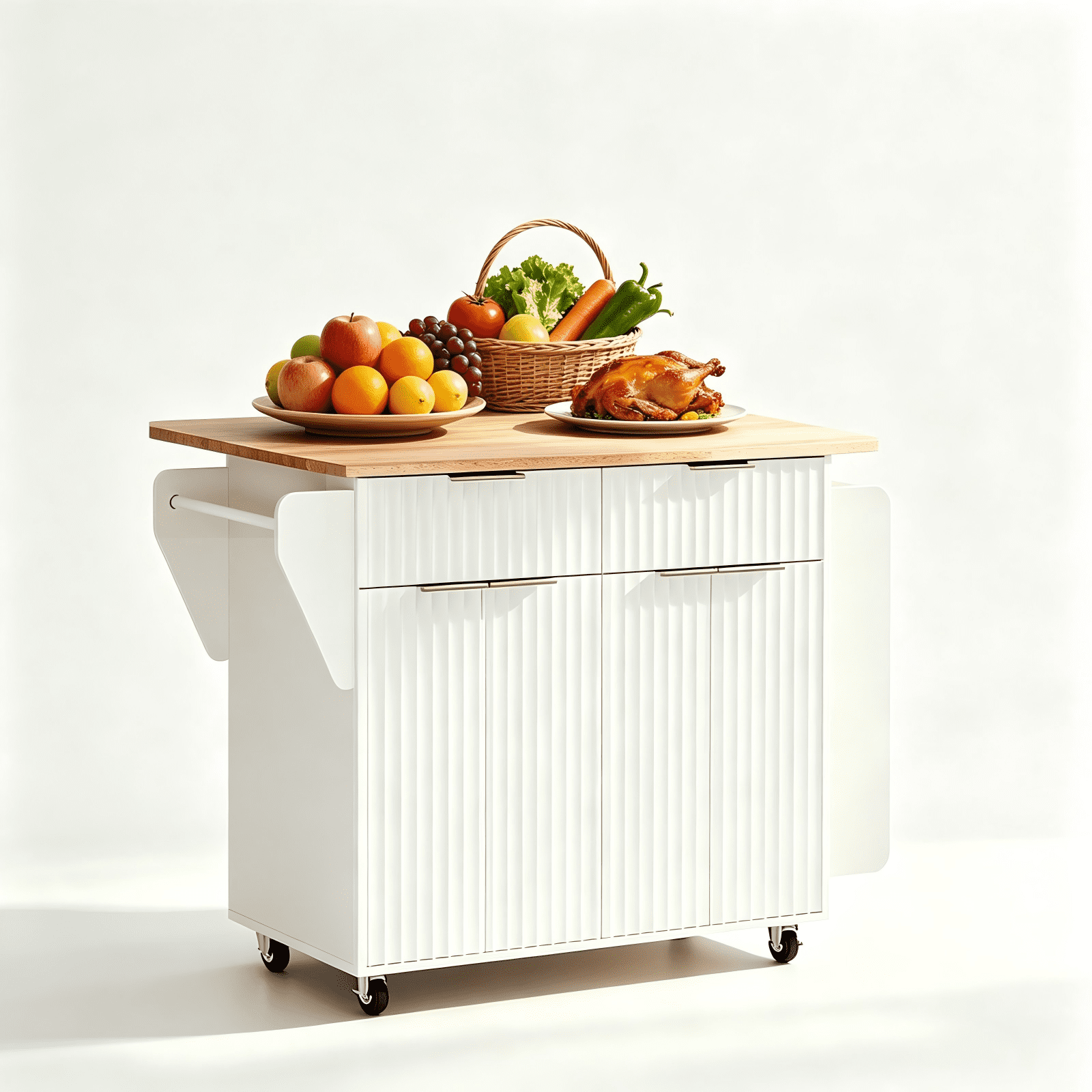 4-Door 2-Drawer Buffet Serving Cart with Bakelite Countertop and Champagne Gold Finish