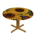 thumbnail image 3 of JEUXUS Round Fitted Tablecloth with Elastic Sunflower Flower Elastic Table Cover Sunflower Round Elastic Tablecloth for Round Table, Waterproof Wipeable Fitted Table Cloth,, 3 of 7