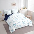 thumbnail image 3 of Feelyou Blue Princess Bowknot Twin Bedding Sets 7pcs, Cartoon Ribbon Bedding Comforter Set, 3 of 8