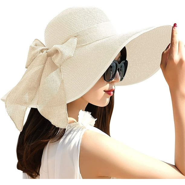 Sun Hat for Women Wide Brim UV Protection Beach Hat with Chin