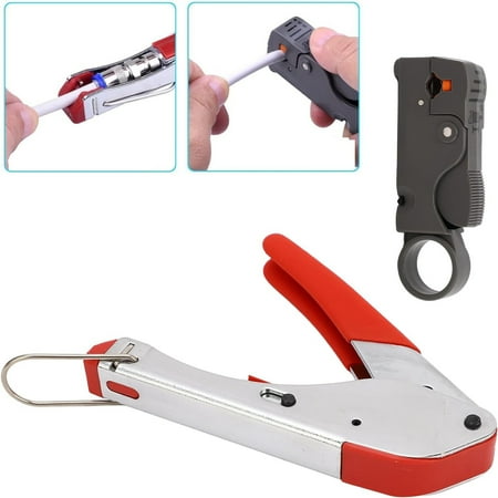 

High-Quality Coaxial Cable Crimper Kit Set with 20PCS F Connectors for Compression Stripper Tool - Essential Accessories for Coax Cable Installation