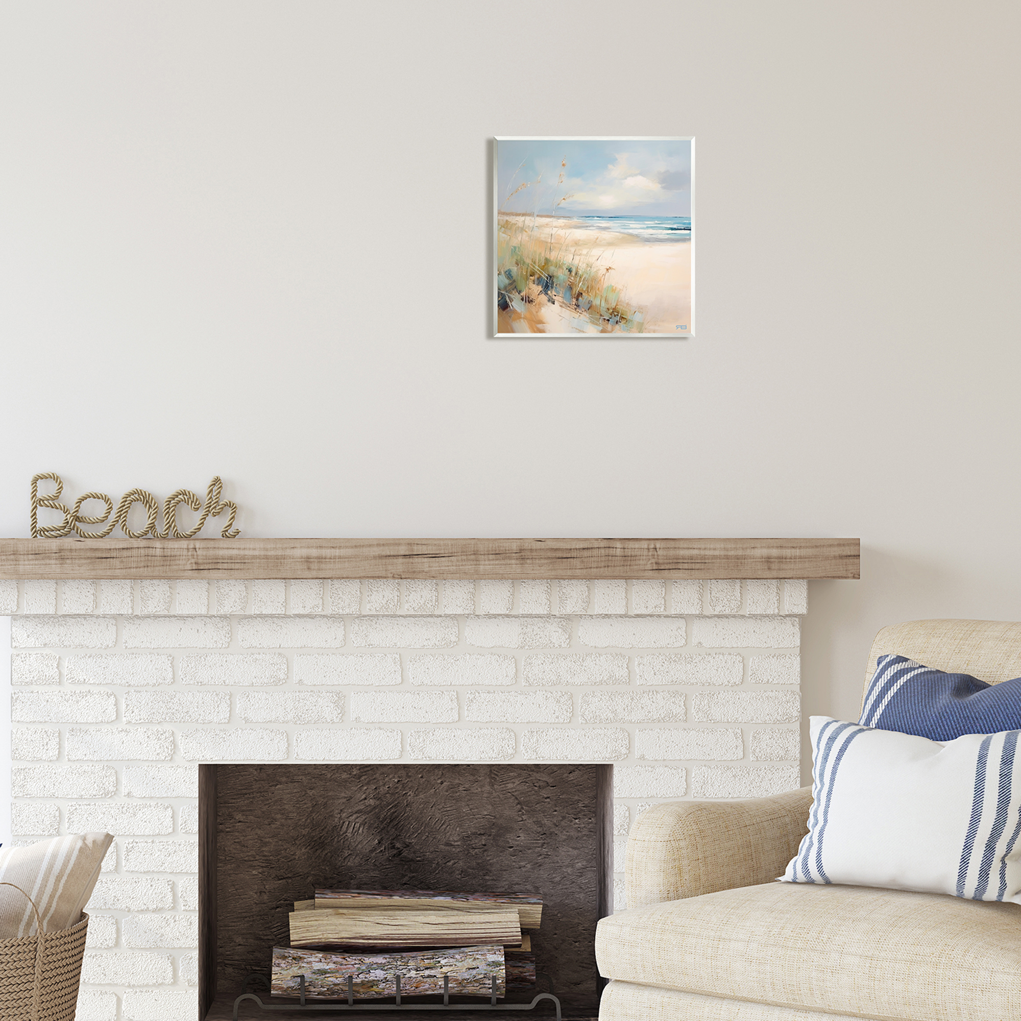 Stupell Industries Abstract Ocean Reeds Landscape Painting Unframed Art Print Wall Art, 12 x 12