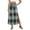 Army Green, variant on Plaid Maxi Skirt, Elastic High Waist Checkered Long Skirt with Pockets, Casual A-Line Side Slit Bottoms, Tartan Print