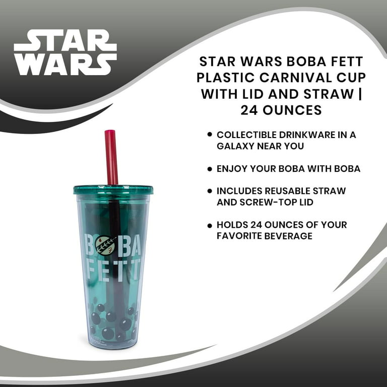 Star Wars Boba Fett Plastic Carnival Cup with Lid and Straw