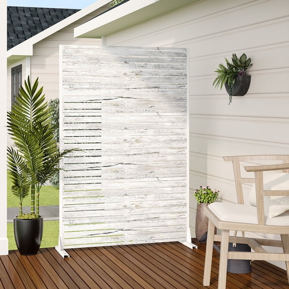 MAYEERTY 72x47 White Outdoor Natural Privacy Panel Screen, 6 Piece Set Natural Folding Divider for Backyard and Garden