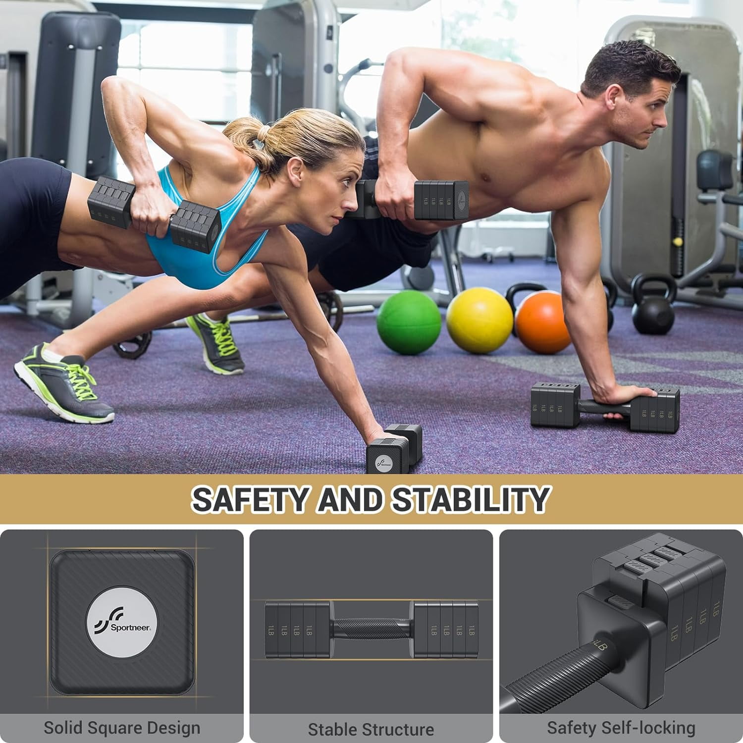 Adjustable Dumbbells Set of 2, 5-in-1 Weight Adjustment 3-11 lbs Each for Home Gym Workout Strength Training
