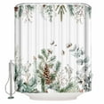 thumbnail image 2 of Christmas Botanical Shower Curtain, Pinecone Eucalyptus Leaves Xmas Waterproof Washable Boho Funny Cute Shower Curtains Set for Bathroom Farmhouse Bathtubs Decor with Hook, 36"Wx72"L, 2 of 7