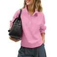 thumbnail image 2 of Ltctricy Sweatshirts for Women Fashion Long Sleeve Half Button Collared Casual Loose Pullover Tops Fall Winter Clothes(Pink,XX-Large), 2 of 5