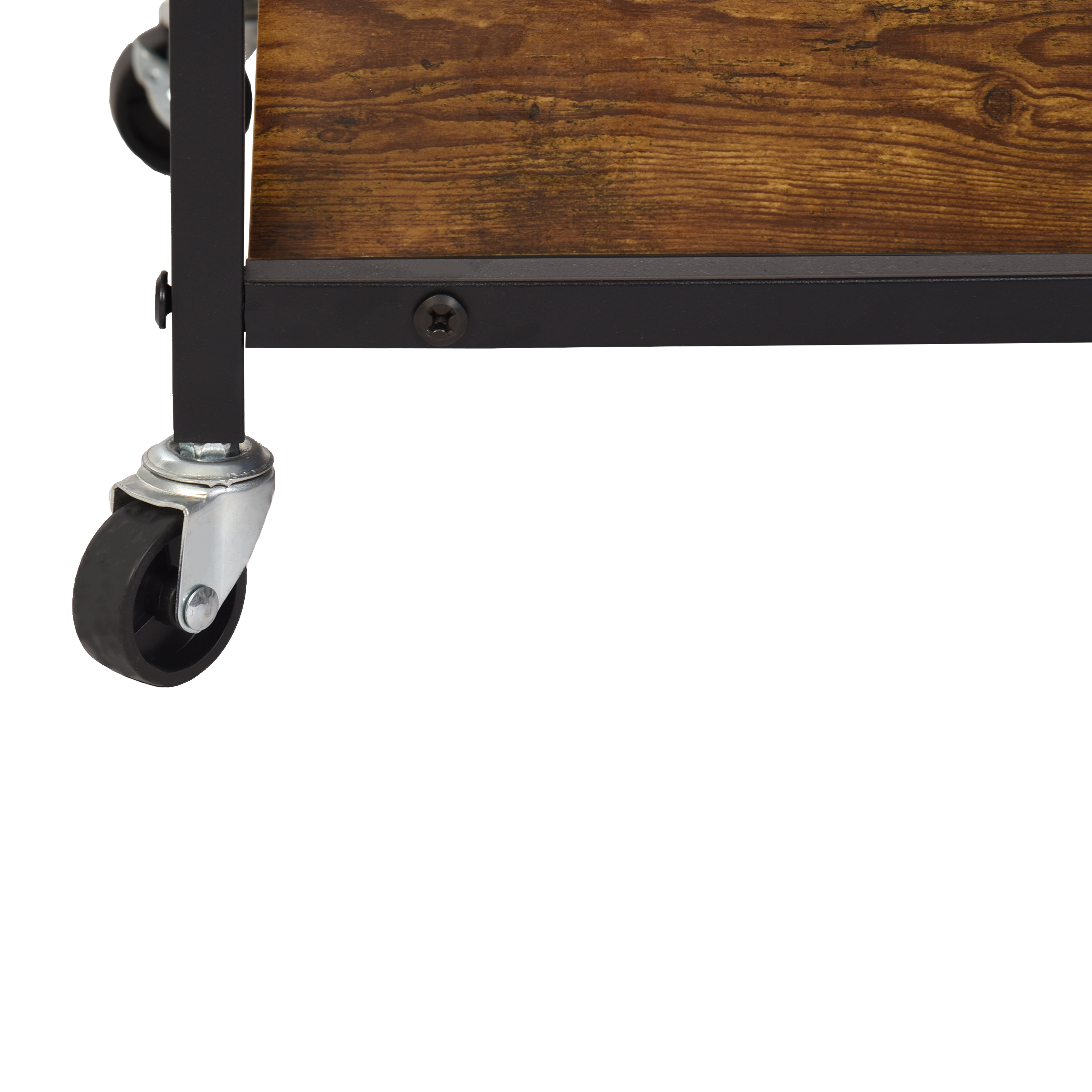 3-Tier Rolling Bar Cart with Wine Rack and Glass Holders, Serving Cart on Wheels, Metal Frame Beverage Cart for Kitchen, Dining Room, and Living Room