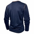 thumbnail image 5 of Charmgo True Classic Tees Men, Men's Casual Fashion Solid Color Loose Trend Loose Collar Pocket Button Long Sleeve Henley Shirt Button Shirts, Henley Shirts for Men Dark Blue L, 5 of 8