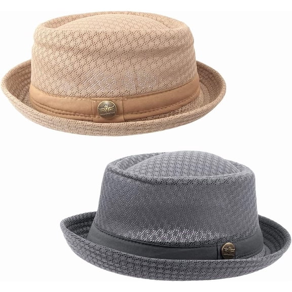 2/6 Pc Summer Mesh Pork Pie Hat 1920S Costume Party Cap for Men Women Unisex