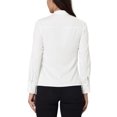 thumbnail image 3 of Unique Bargains Blouse de Travail à Manches Longues Plissée Col en V pour Femmes Blanche S, 3 of 5