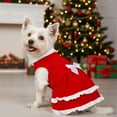 thumbnail image 4 of UOSIA Dog Christmas Dress with Bowtie Fleece Pet Princess Skirt Girl Winter Outfit Party for Small Dogs, 4 of 7