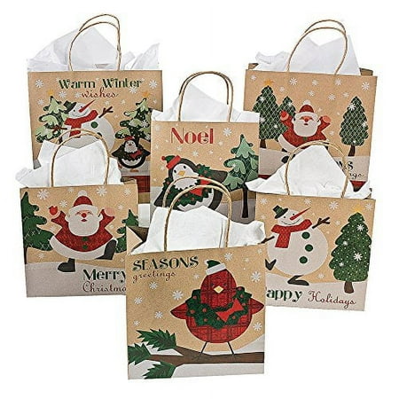 One Dozen Paper Christmas Craft Bag Assortment/CHRISTMAS/HOLIDAY wrap by Fun Express