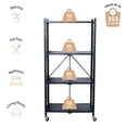 thumbnail image 6 of Organize It All 4 Shelf Foldable Metal Storage Shelves, Wheels, Adult, Kitchen, Laundry Room, Black, 6 of 14