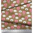 thumbnail image 3 of Soimoi Brown Poly Georgette Fabric Cloud & Hot Air Balloon Holiday Printed Craft Fabric by the Yard 52 Inch Wide, 3 of 3