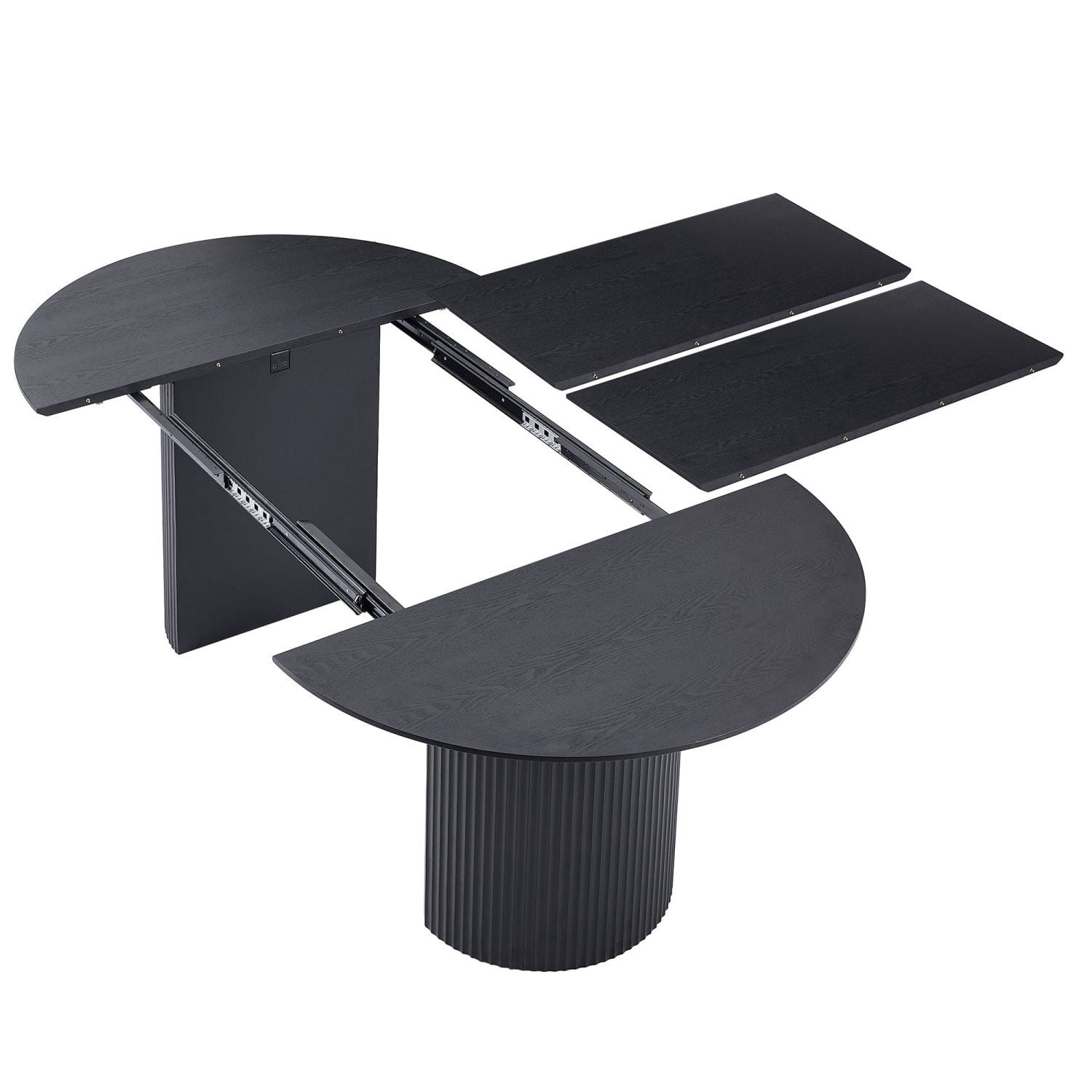 Asteroutdoor Expandable Dining Table, Solid Top Extending Table for Kitchen, Dining, Living Room, Black