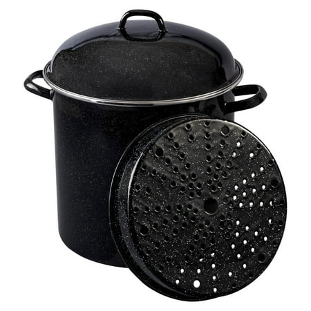

LzerLyh 15 Qt Heavy Gauge Seafood Tamale Steamer Pot with Lid and Trivet. (Speckled Black) Enamelware. Stainless Steel. Suitable for Cooktops Oven to table. Dishwasher Safe.
