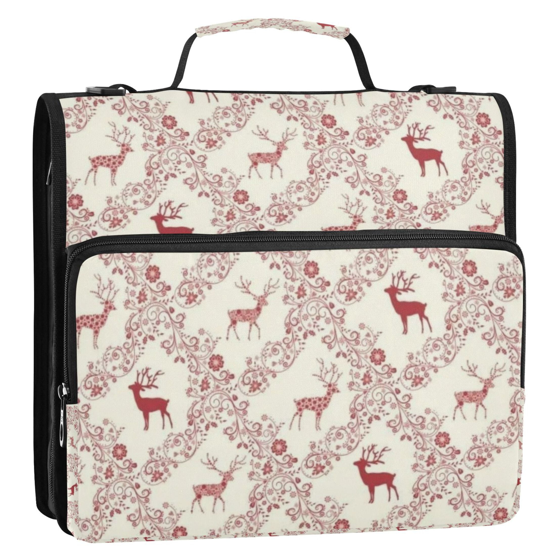 DIXRUYEE Zipper Binder trapper keeper Documents Organized Scarlet Reindeer Vine Tapestry Printed