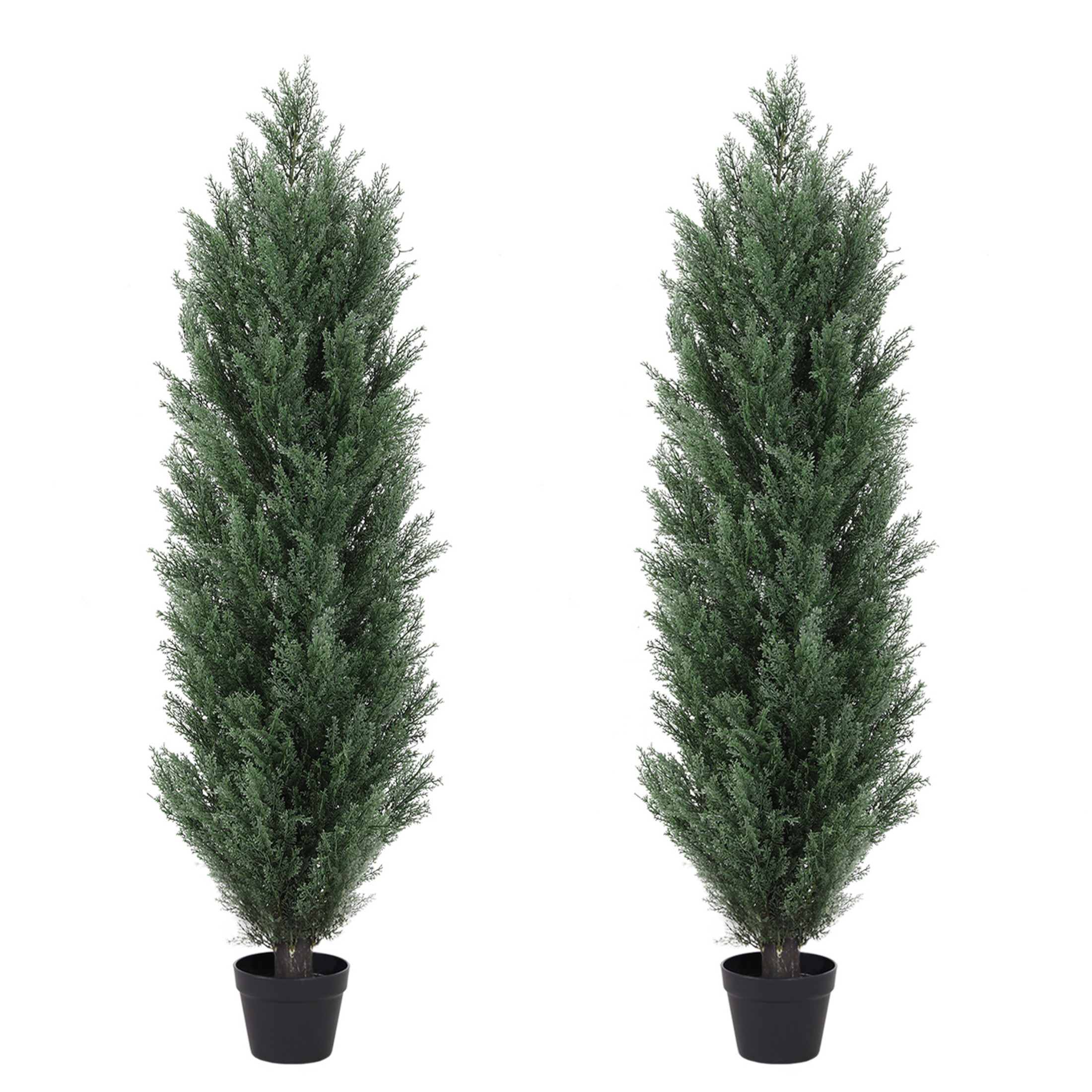 Noble House 4FT Artificial Pine Trees, Faux Plants in Pots for Indoor/Outdoor & Porch Décor, Green, Set of 2