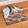 thumbnail image 2 of Boho Retro Floral Pet Feeding Mat-Abstract Art Pattern Absorbent Pet Placemat for Food and Water Bowl, with Waterproof Rubber Backing, Quick Dry Water Dispenser Mat for Dog and Cat (12"x20"), 2 of 7