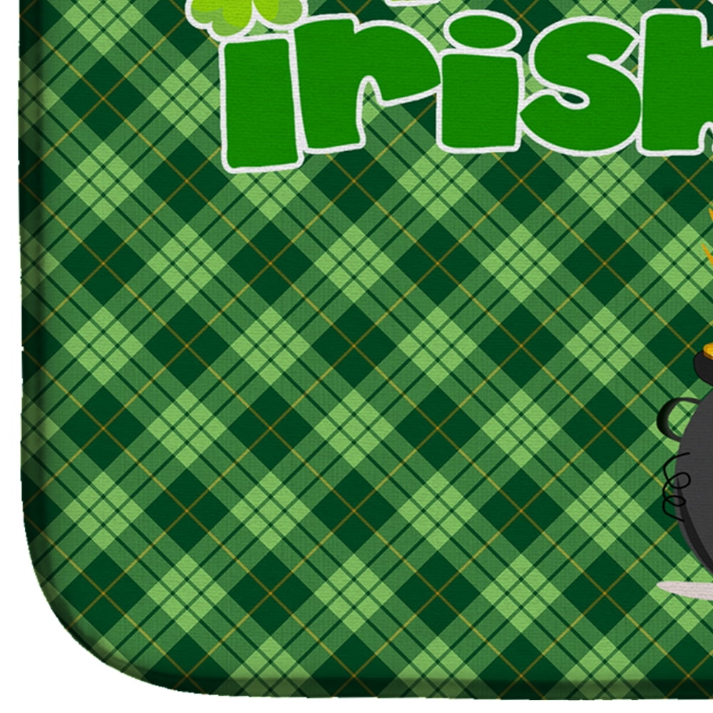 Red and White Pit Bull Terrier St. Patrick's Day Dish Drying Mat 14 in x 21 in