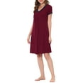 thumbnail image 4 of INSPIRE CHIC Women's Nightshirt Sleepwear Lounge Pajama Dress V Neck Short Sleeve Nightgowns XS Red, 4 of 6