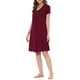 thumbnail image 4 of INSPIRE CHIC Camisón de Noche para Mujeres, Ropa de Dormir, Vestido de Lounge, Cuello en V, Manga Corta, Bata de Noche, S Rojo, 4 of 6