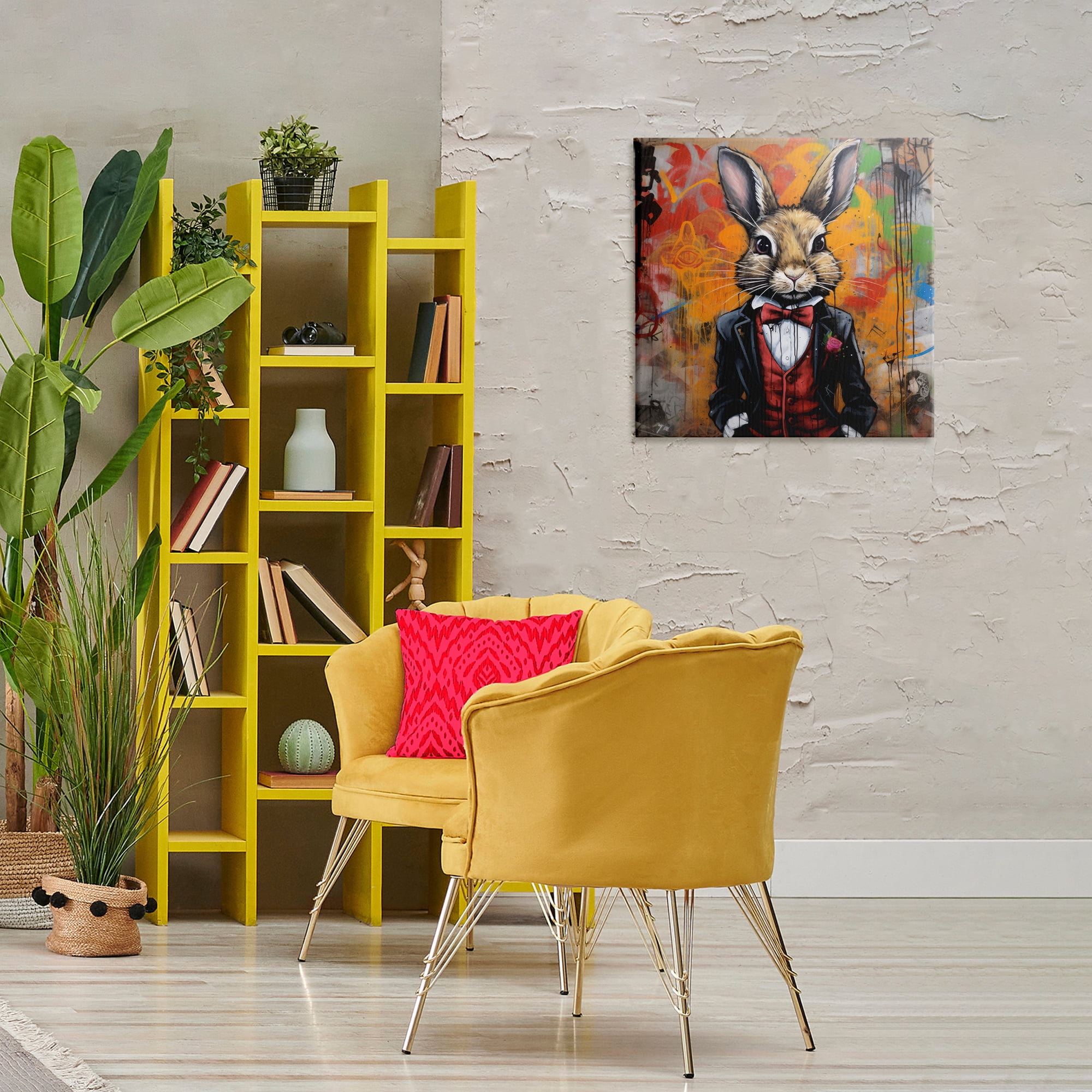 Stupell Industries Urban Graffiti Rabbit Animals & Insects Painting Gallery Wrapped Canvas Art Print Wall Art, 24 x 24