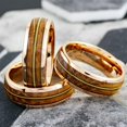thumbnail image 3 of Tungsten Rings for Men Wedding Bands for Him Womens Wedding Bands for Her 8mm Rose Gold Whiskey Barrel Wood-Guitar, 3 of 7