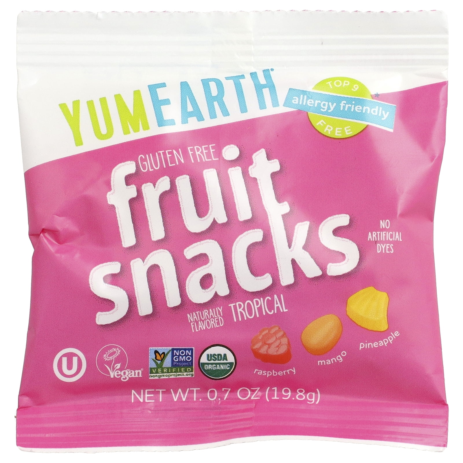YumEarth Gluten Free Fruit Snacks, Tropical, 35 Snack Packs, 0.7 oz (19.8 g) Each