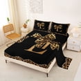 thumbnail image 2 of Erosebridal Leopard Print Bows Kids Full Size Sheets,Cheetah Pattern L Alphabet Bed Sheets For Girls Women 4 Pieces, 2 of 6