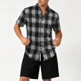 thumbnail image 7 of Saving TASICA Plus Size Mens Plaid Short Sleeve Shirts Button Down Tops Stand Collar Wrinkle Free Blouses Soft Breathable Summer Lightweight Fashion Shirt Quick Dry, 7 of 7
