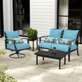 thumbnail image 2 of Aoodor 23" x 26" Patio Chair Cushions Set, Memory Foam Outdoor Deep Seat Cushions (1 Seat, 1 Back, 1 Lumbar Pillow) - Blue, 2 of 8