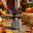 thumbnail image 5 of Halloween Gnomes Ornament, Gnome Figurine with Witch Hat Tabletop Decor for Indoor Display, Halloween Gnome Decorations for Desk, Shelf, Office Seasonal Home Decor Party Suppies & Gifts, Purple, 5 of 6