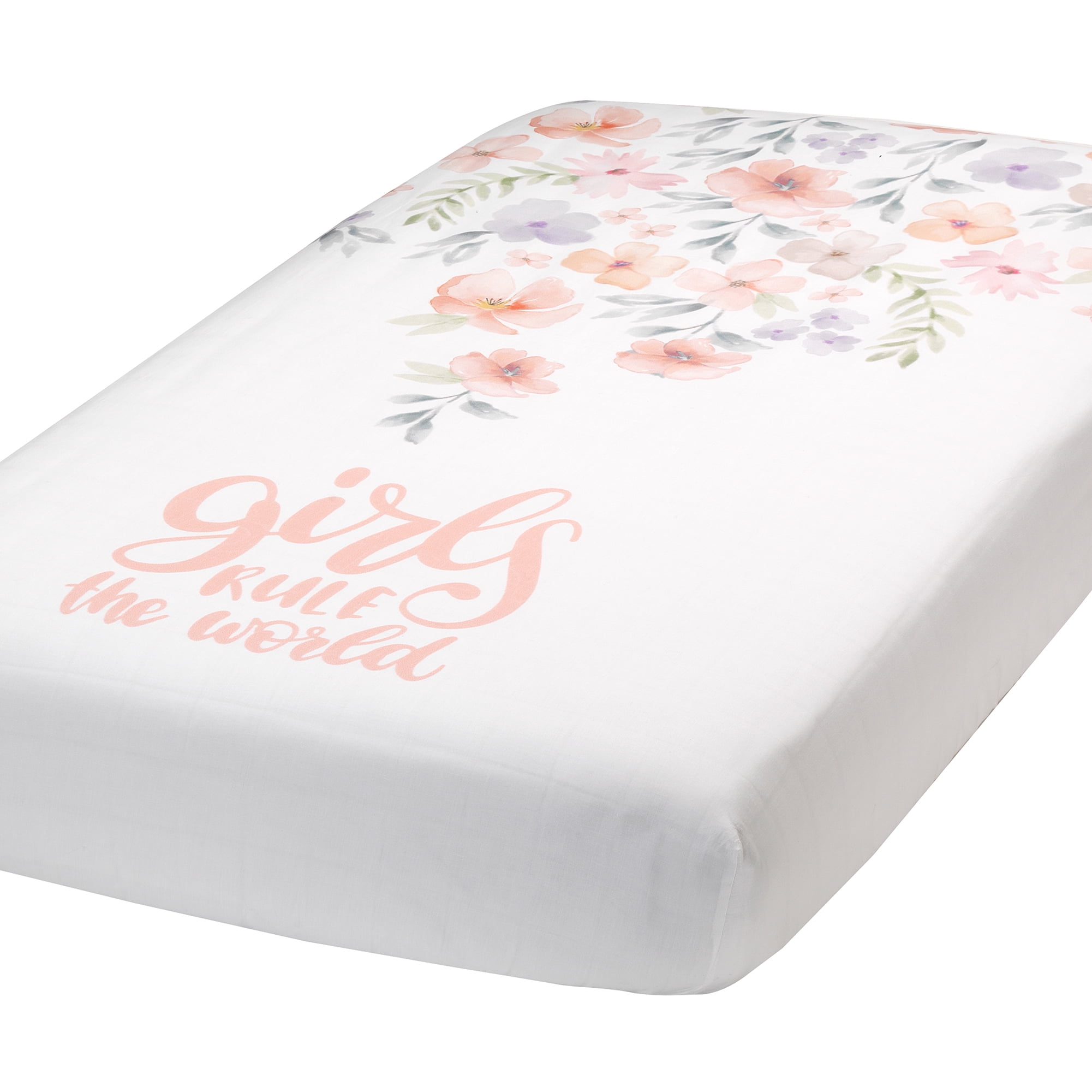 Lambs & Ivy Girls Rule the World Pink Floral 4-Piece Baby Crib Bedding Set