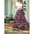 thumbnail image 3 of Cueply Womens Flowy Long Maxi Skirt Pleated Elastic High Waist Drawstring Tiered Skirts with Pockets, 3 of 7