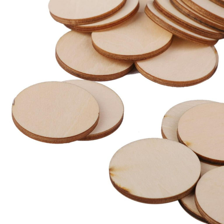 100pcs Unfinished Round Wooden Discs Slices Circle Shapes for Crafts  Projects