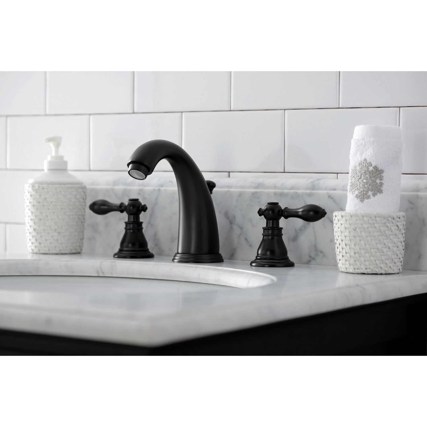 Kingston Brass KB980ACL American Classic Widespread Bathroom Faucet with Retail Pop-Up, Matte Black