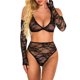 thumbnail image 2 of Traje de ropa interior Sexy Hollow Lace Perspectiva Lencería Mujer Ropa de dormir, S, Negro seitruly XX000098-01, 2 of 7