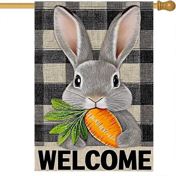 Double Sided Outdoor Easter Garden Flag 12x18, Flamingo Gnome Welcome Spring Yard Flag for Home Lawn Patio