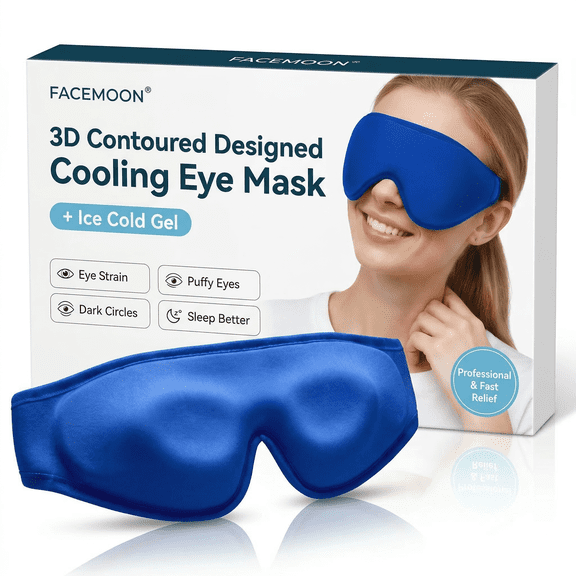 FACEMOON Contoured Eye Mask for Puffy Eyes, Dark Circles, Sinus Pressure & Eye Fatigue, Reusable Cooling Relief, Gel,