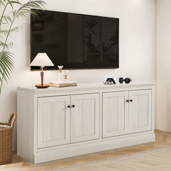 Carolayne 72" Sideboard Buffet Cabinet, 4 Doors Wood Console Cabinet with Storage, Modern Large Cabinet for Entryway, Dining Room, White