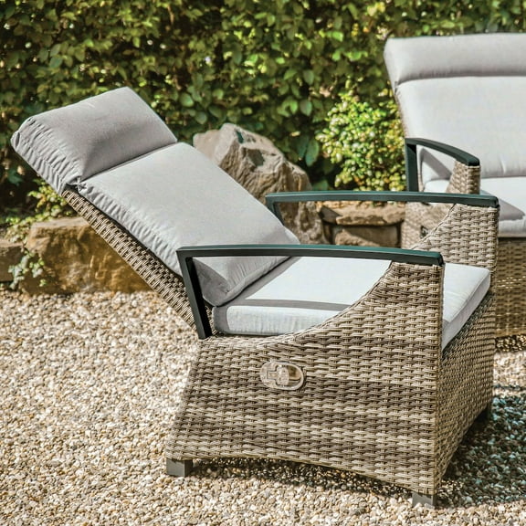 Furniture of America Antigua Modern Adjustable Patio Armchair, Brown and Beige