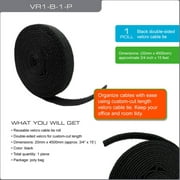 QualGear VR1-B-1-P Self-Gripping Cable Ties, 3/4", x 15', Black, 1 Roll/Poly Bag