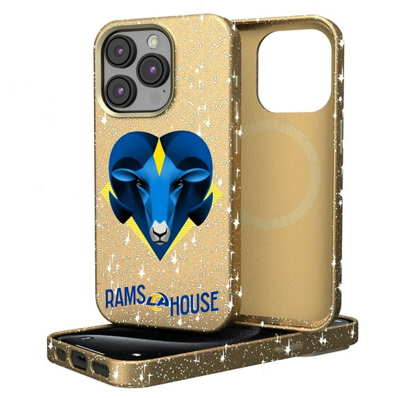 Keyscaper Gold Los Angeles Rams 2024 Illustrated Limited Edition Bling iPhone Case