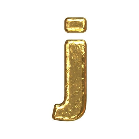 Golden Font. Letter 'J'.Lower Case Print Wall Art By