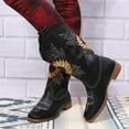 thumbnail image 4 of SACFOF Cowboy Boots for Women Square Toe Sunflower Cowgirl Boots Mid Calf Western Embroidered Stitched Low Heel Boots, 4 of 7